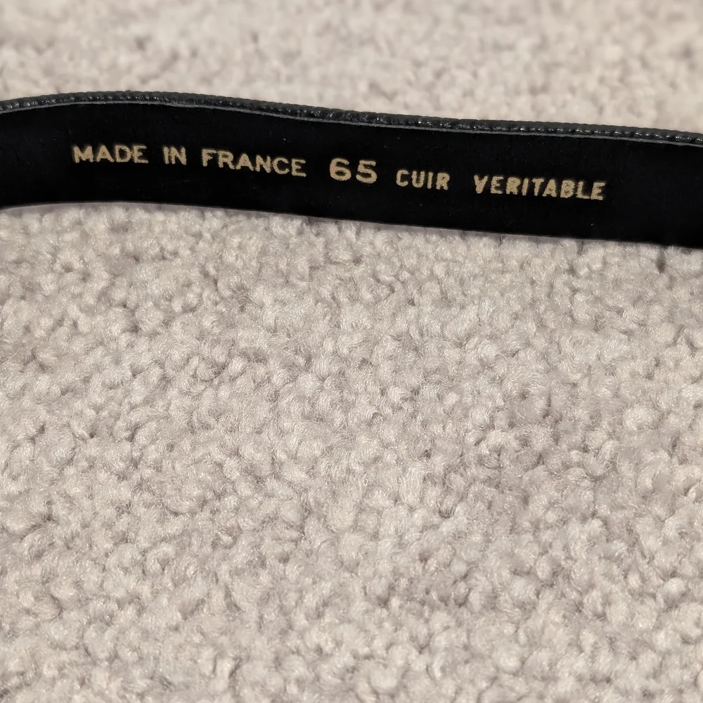 Black Leather Belt with Gold Buckle - Picture 3 of 3